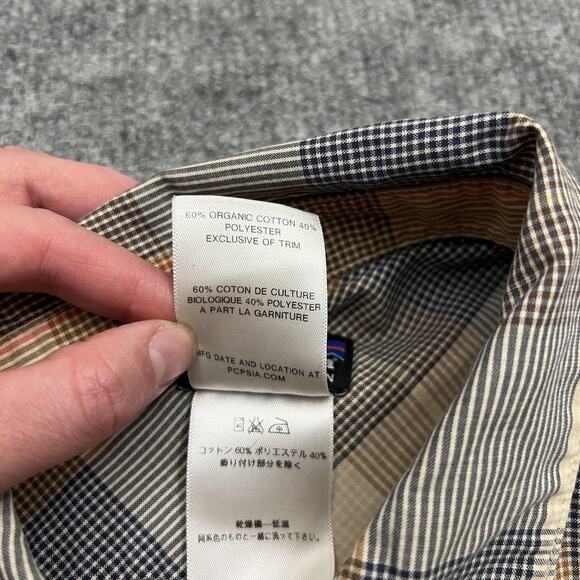 Patagonia Shirt Mens XS Beige Brown Gray Plaid Short Sleeve Go To STY 52691 - Picture 6 of 9